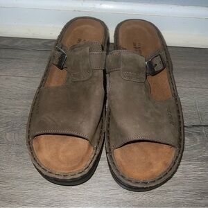 Naot Brown Nubuck Slip-On Slide Sandals with Buckle (NEW)